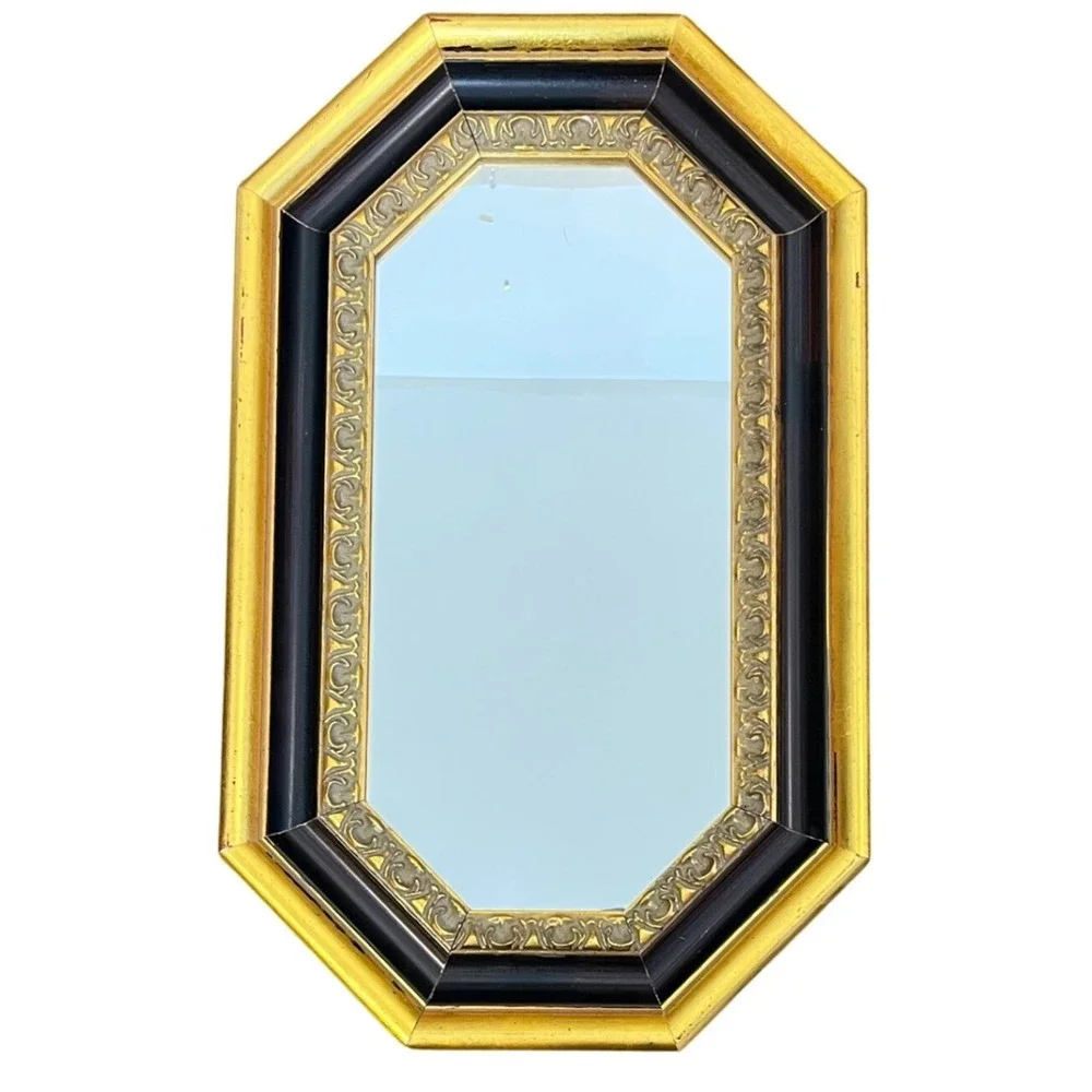 Bombay Company Octagon Wall Mirror Gold Black Vintage Regency 545 7030